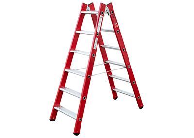 Stufen Stehleiter beidseitig (GFK / Aluminium)