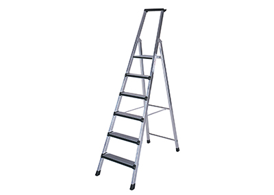 Stufen Stehleiter, einseitig (Aluminium eloxiert)