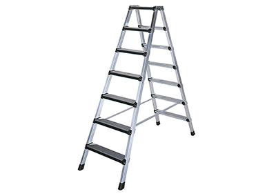 Stufen Stehleiter, beidseitig (Aluminium eloxiert)
